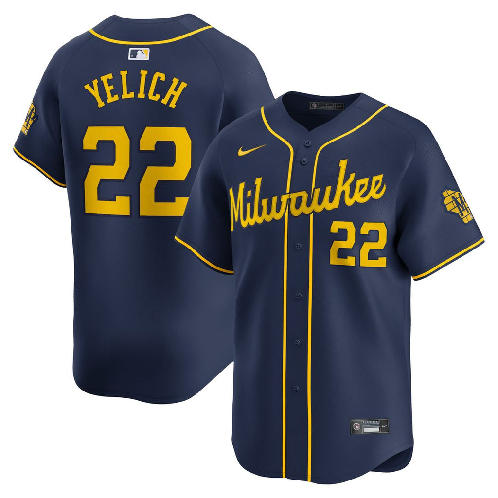 Milwaukee Brewers Christian Yelich Alternate Limited Jersey - Navy