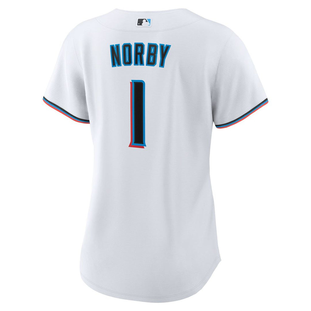 Miami Marlins Connor Norby Women's Home Replica Jersey - White