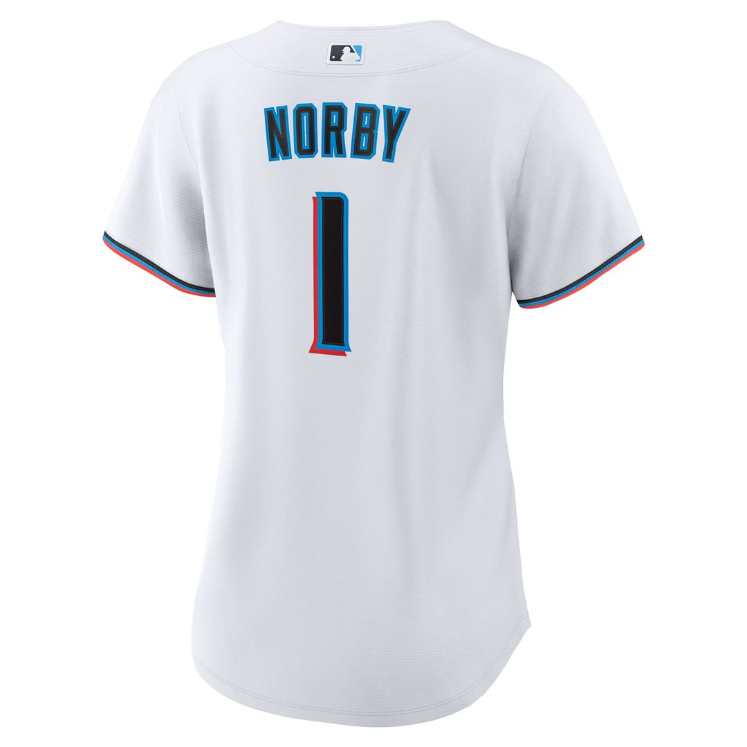 Miami Marlins Connor Norby Women's Home Replica Jersey - White