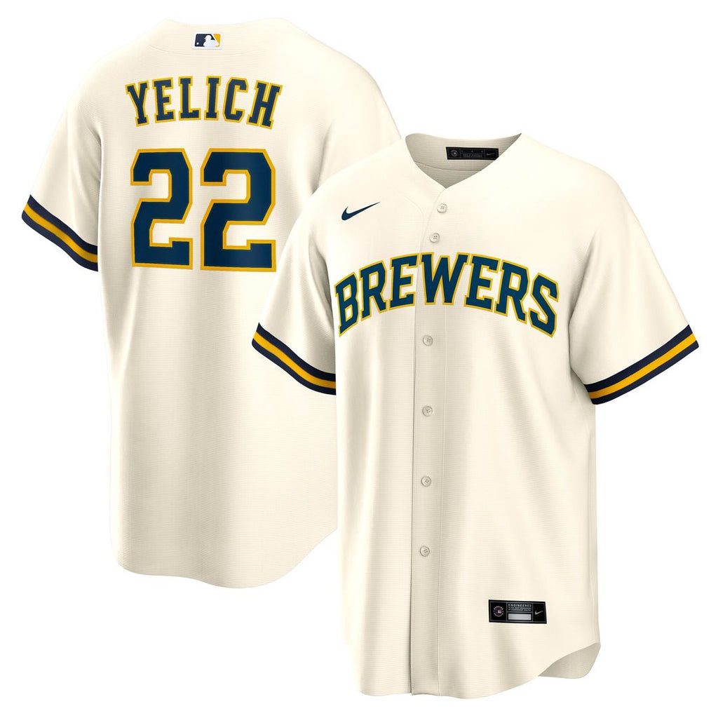 Milwaukee Brewers Christian Yelich Home Replica Jersey - White