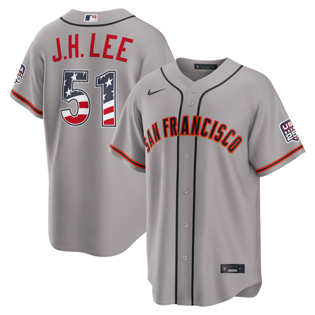 San Francisco Giants Jung Hoo Lee USA 250 Fourth of July Road Stadium Jersey - Gray
