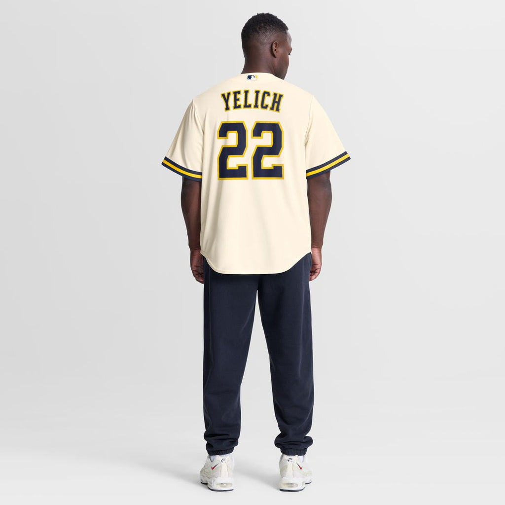 Milwaukee Brewers Christian Yelich Home Replica Jersey - Cream