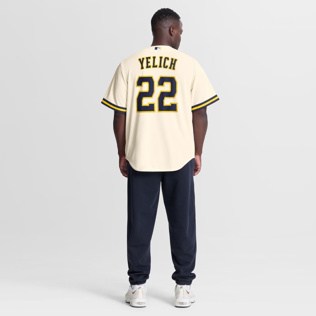 Milwaukee Brewers Christian Yelich Home Replica Jersey - Cream