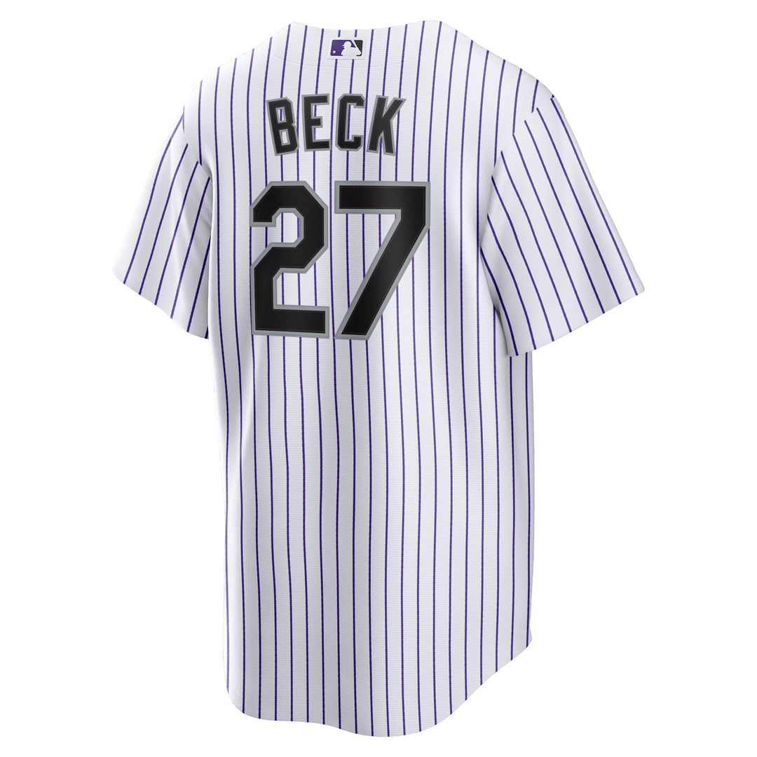Colorado Rockies Jordan Beck Home Replica Jersey - White