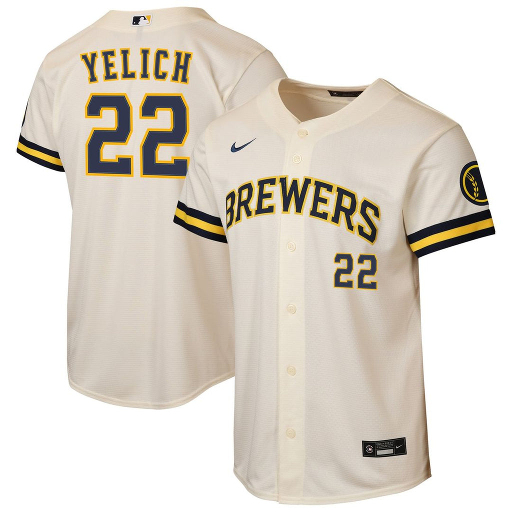 Milwaukee Brewers Christian Yelich Youth Home Stadium Jersey - Cream