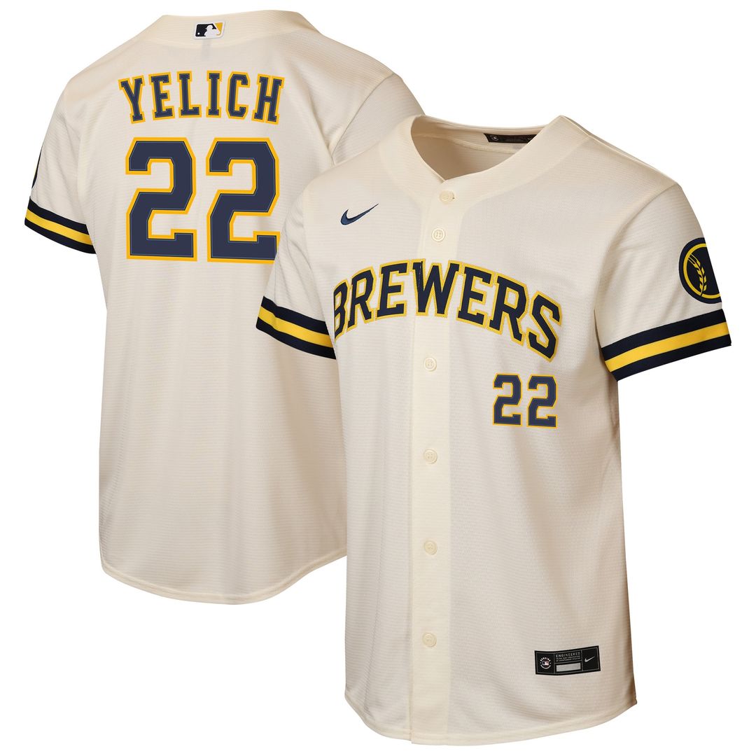 Milwaukee Brewers Christian Yelich Youth Home Stadium Jersey - Cream