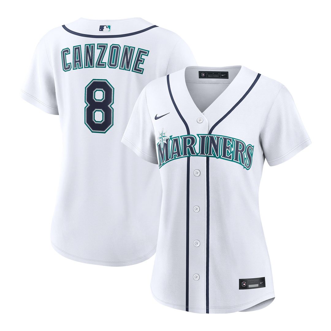 Seattle Mariners Dominic Canzone Women's Home Replica Jersey - White