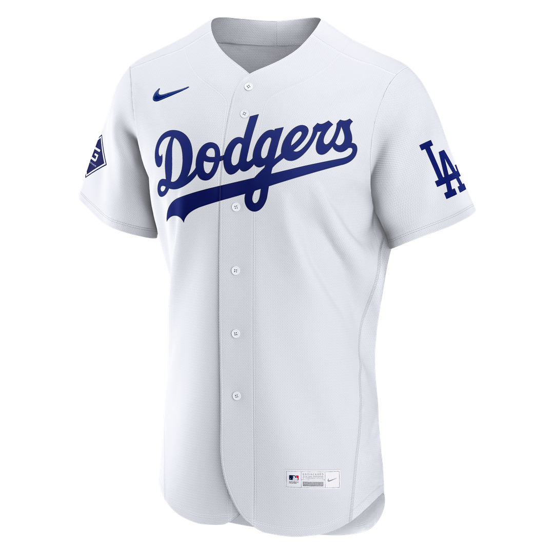 Los Angeles Dodgers Home Sponsor Patch Authentic Jersey - White
