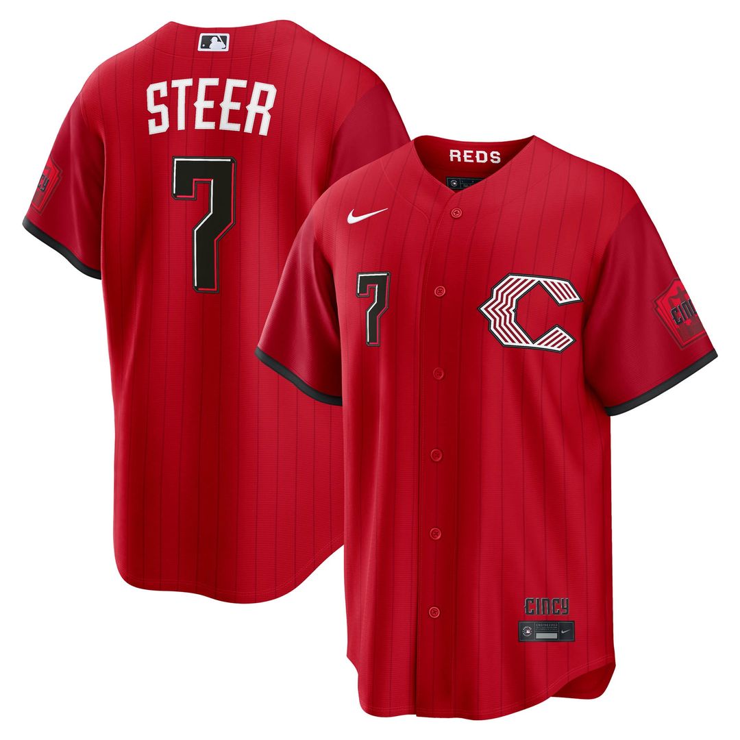 Cincinnati Reds Spencer Steer 2026 City Connect Stadium Jersey - Red