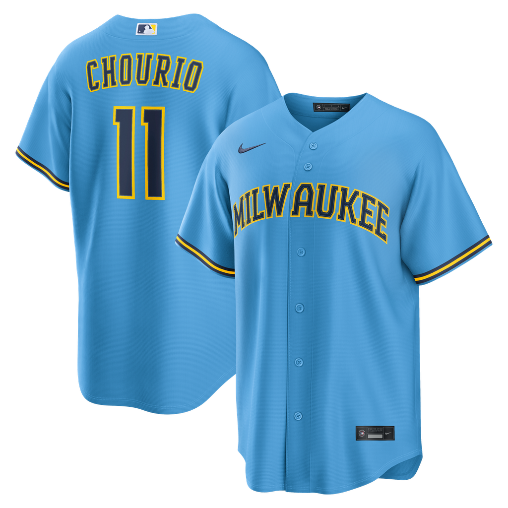 Milwaukee Brewers Jackson Chourio Road Replica Jersey - Light Blue