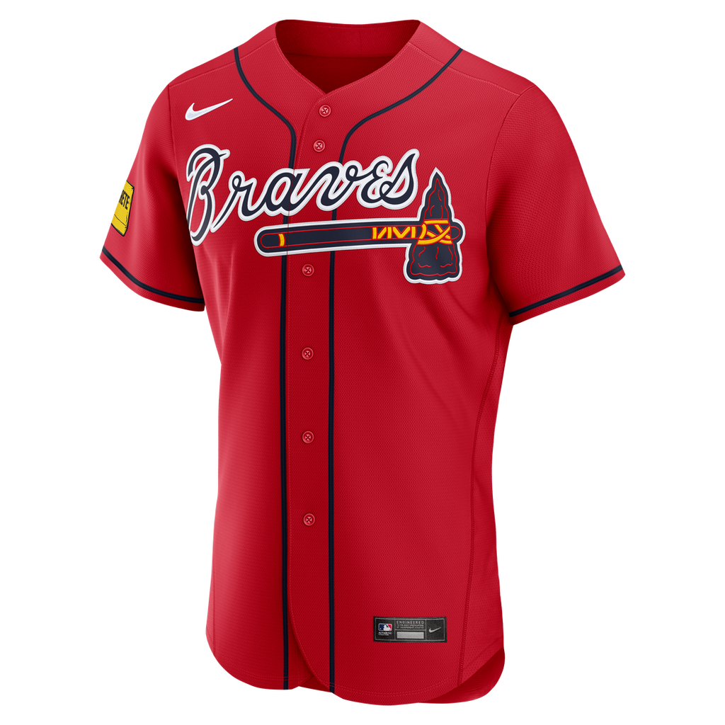 Atlanta Braves Ronald Acuña Jr. Alternate Authentic Sponsor Patch Jersey - Red