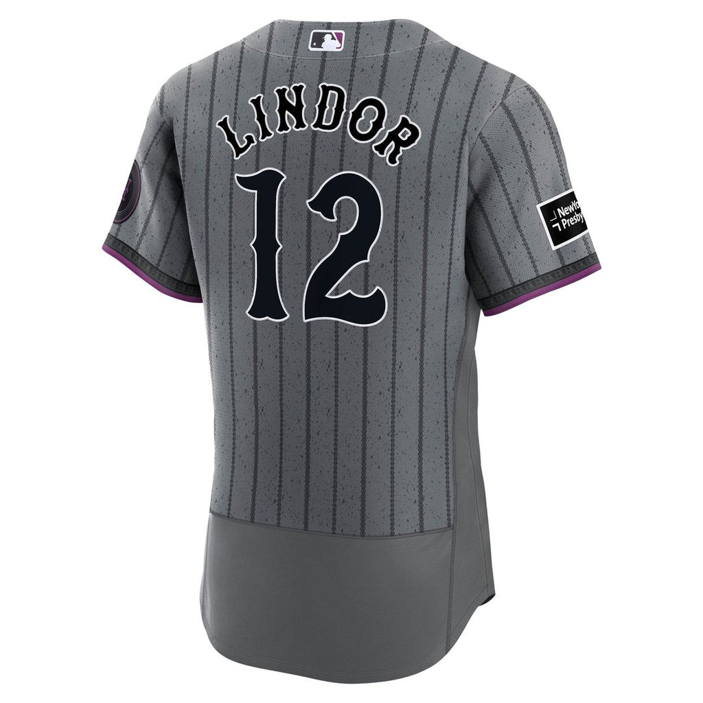 New York Mets Francisco Lindor City Connect Authentic Sponsor Patch Jersey - Gray