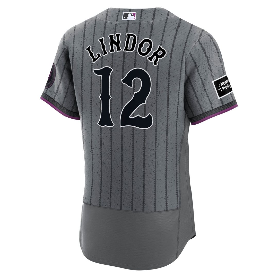 New York Mets Francisco Lindor City Connect Authentic Sponsor Patch Jersey - Gray