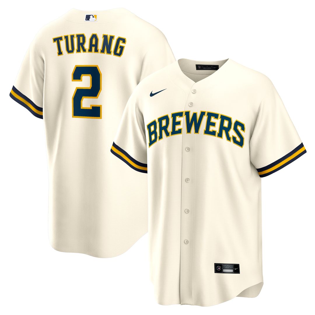 Milwaukee Brewers Brice Turang Home Replica Jersey - Cream