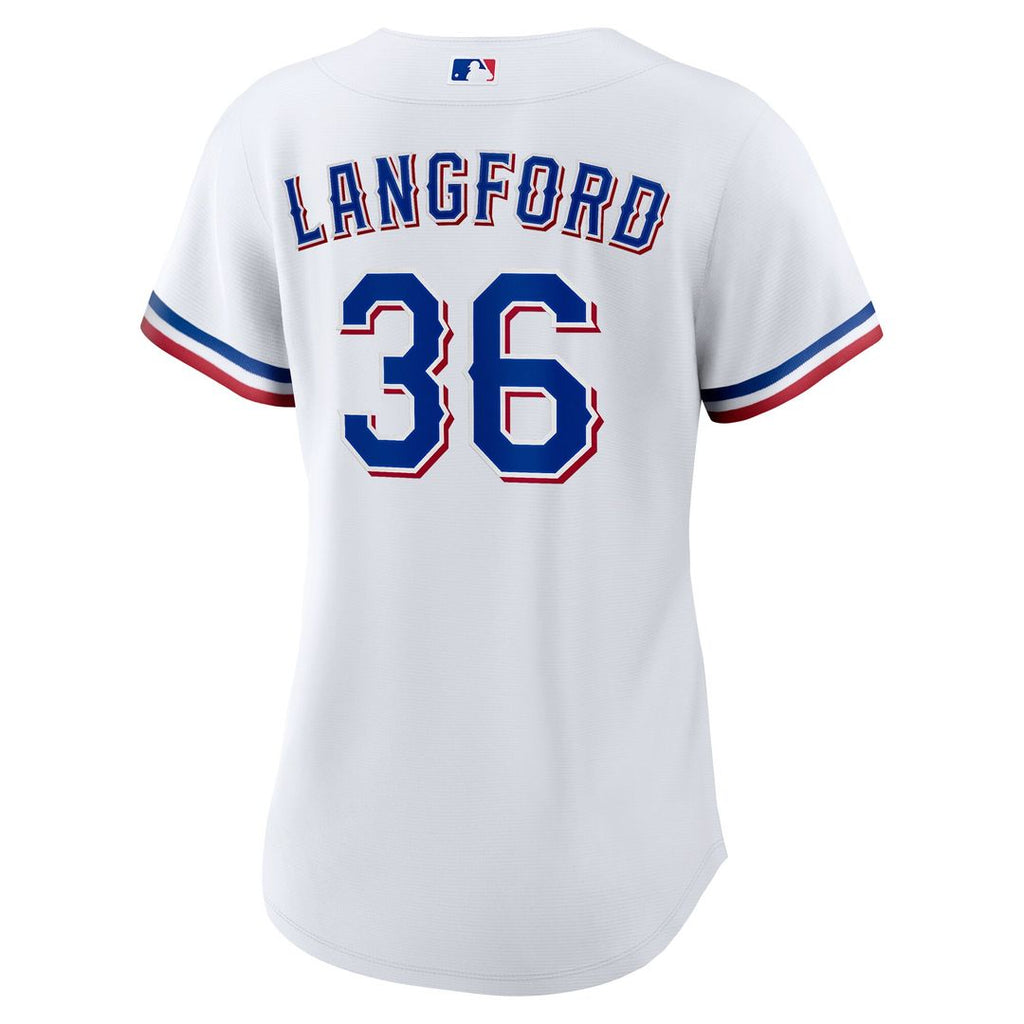 Texas Rangers Wyatt Langford Women's Home Replica Jersey - White