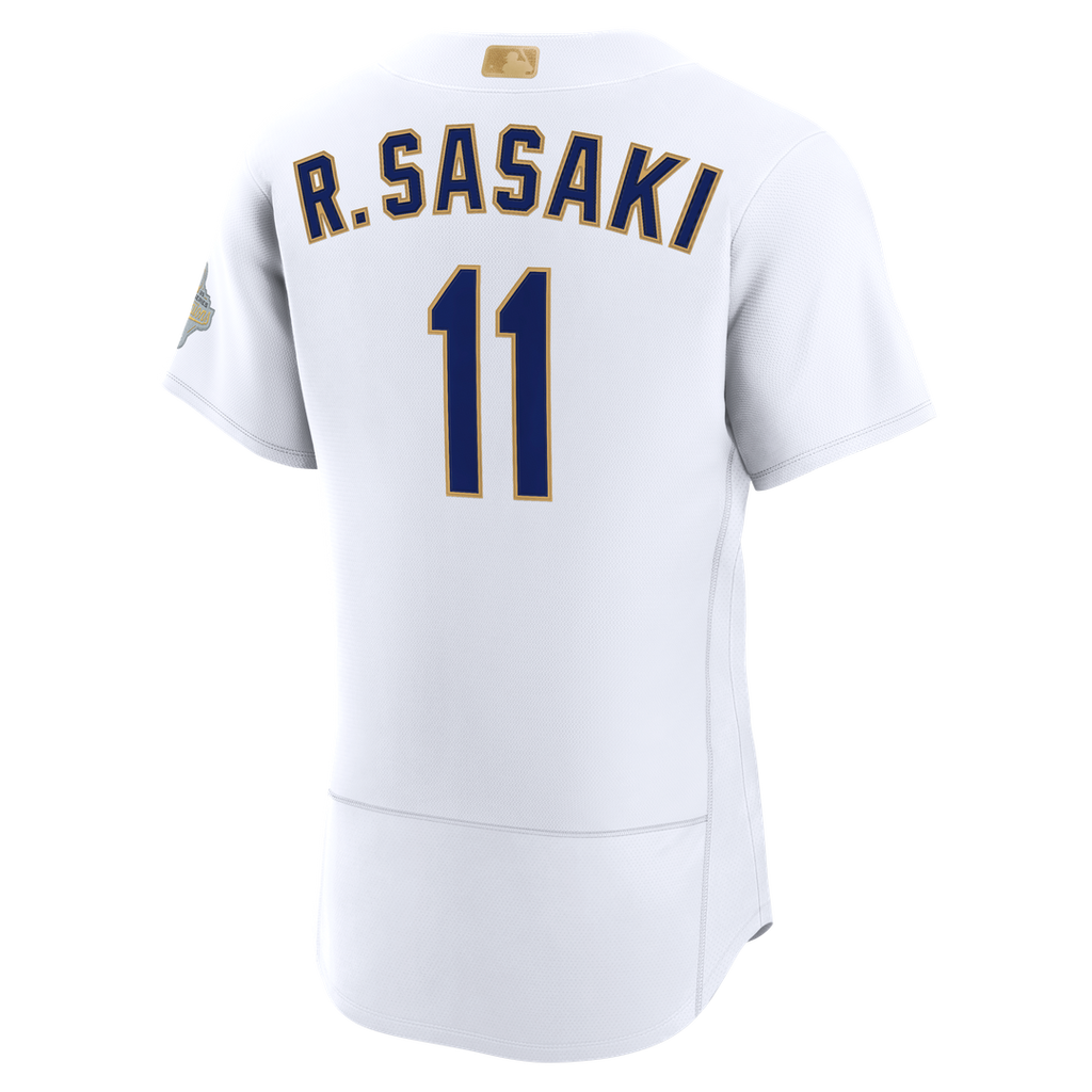 Los Angeles Dodgers Roki Sasaki 2026 Gold Collection Authentic Jersey - White