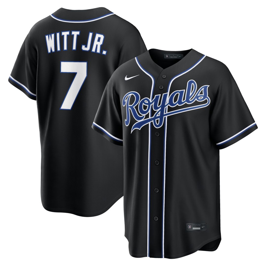 Kansas City Royals Bobby Witt Jr. Fashion Replica Black Out Jersey
