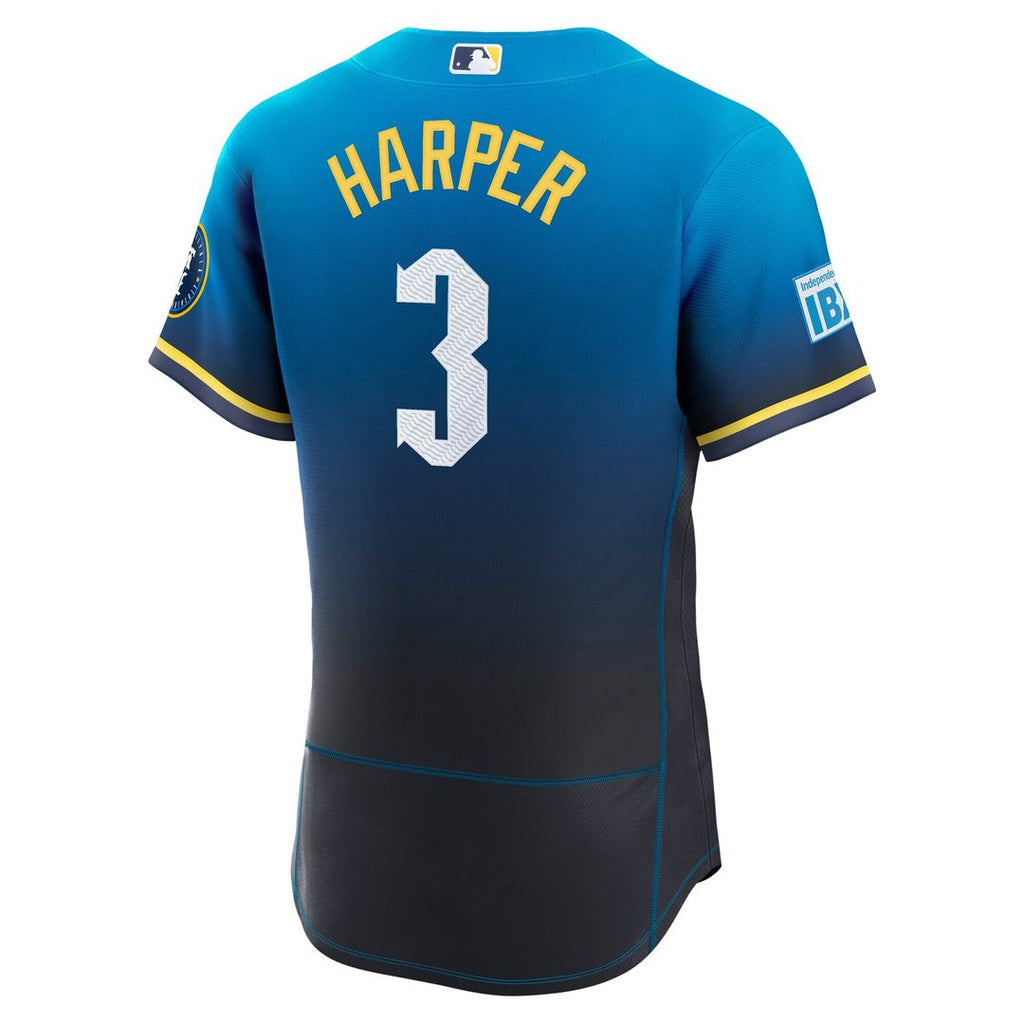 Philadelphia Phillies Bryce Harper City Connect Authentic Sponsor Patch Jersey - Blue