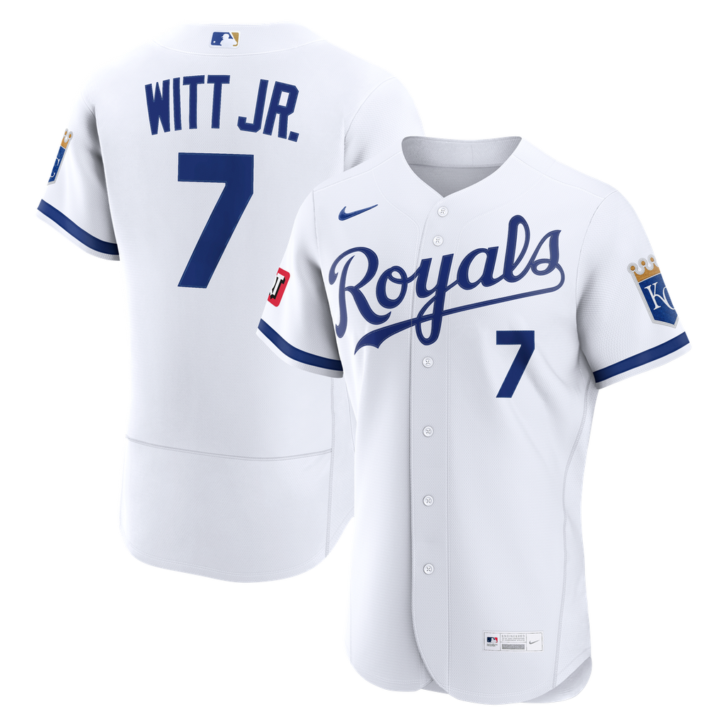 Kansas City Royals Bobby Witt Jr. Home Authentic Sponsor Patch Jersey - White