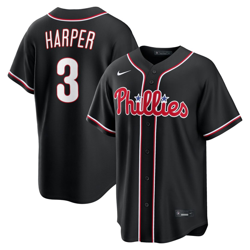 Philadelphia Phillies Bryce Harper Fashion Replica Black Out Jersey