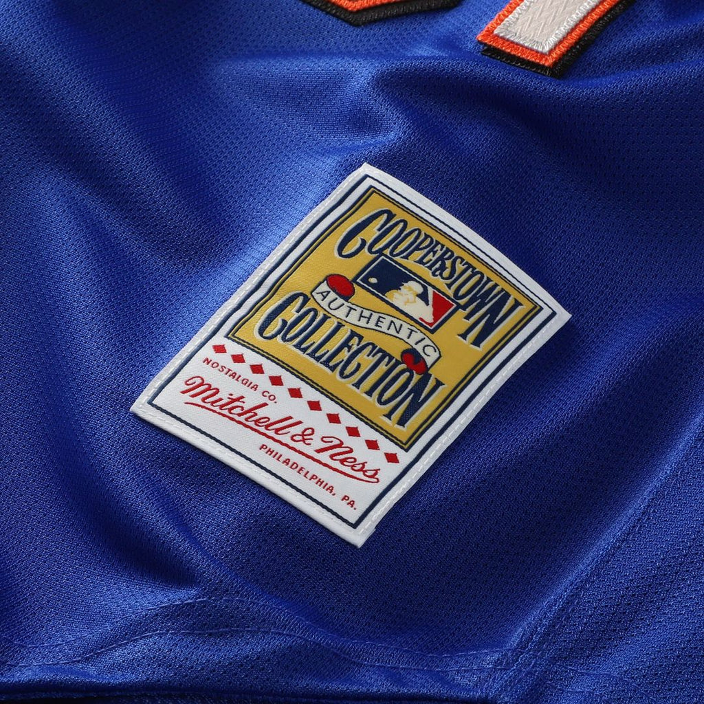 New York Mets Mike Piazza Mitchell & Ness Cooperstown Mesh Batting Practice Button-Up Jersey - Orange