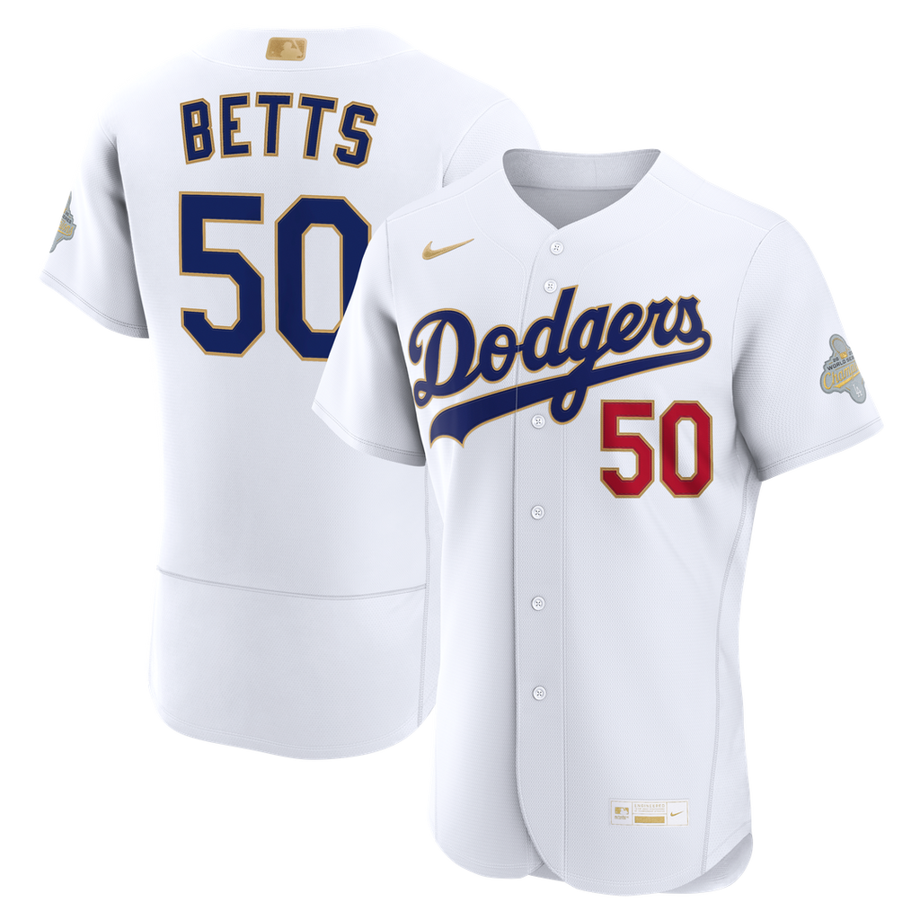 Los Angeles Dodgers Mookie Betts 2026 Gold Collection Authentic Jersey - White
