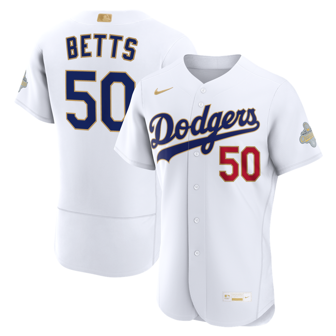 Los Angeles Dodgers Mookie Betts 2026 Gold Collection Authentic Jersey - White