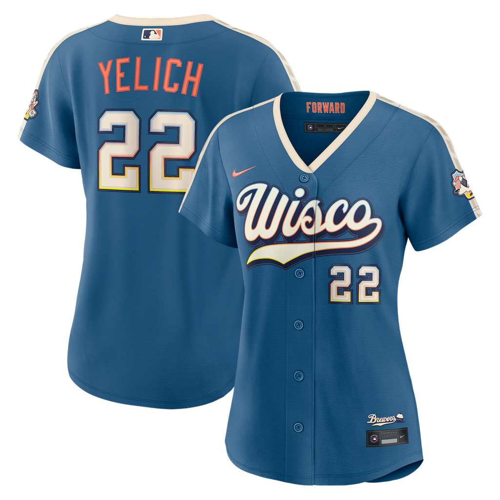 Milwaukee Brewers Christian Yelich Women's 2026 City Connect Stadium Jersey - Mineral Blue