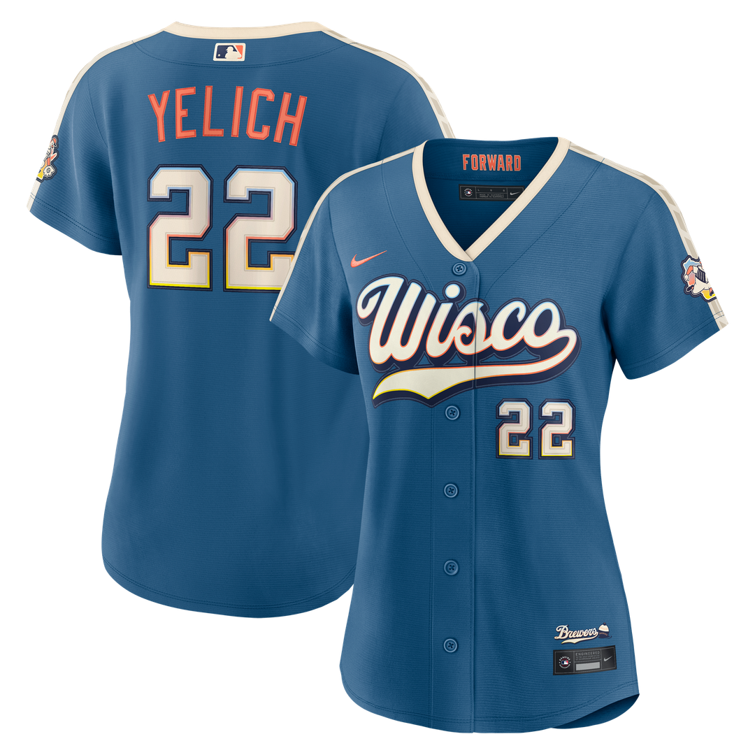 Milwaukee Brewers Christian Yelich Women's 2026 City Connect Stadium Jersey - Mineral Blue