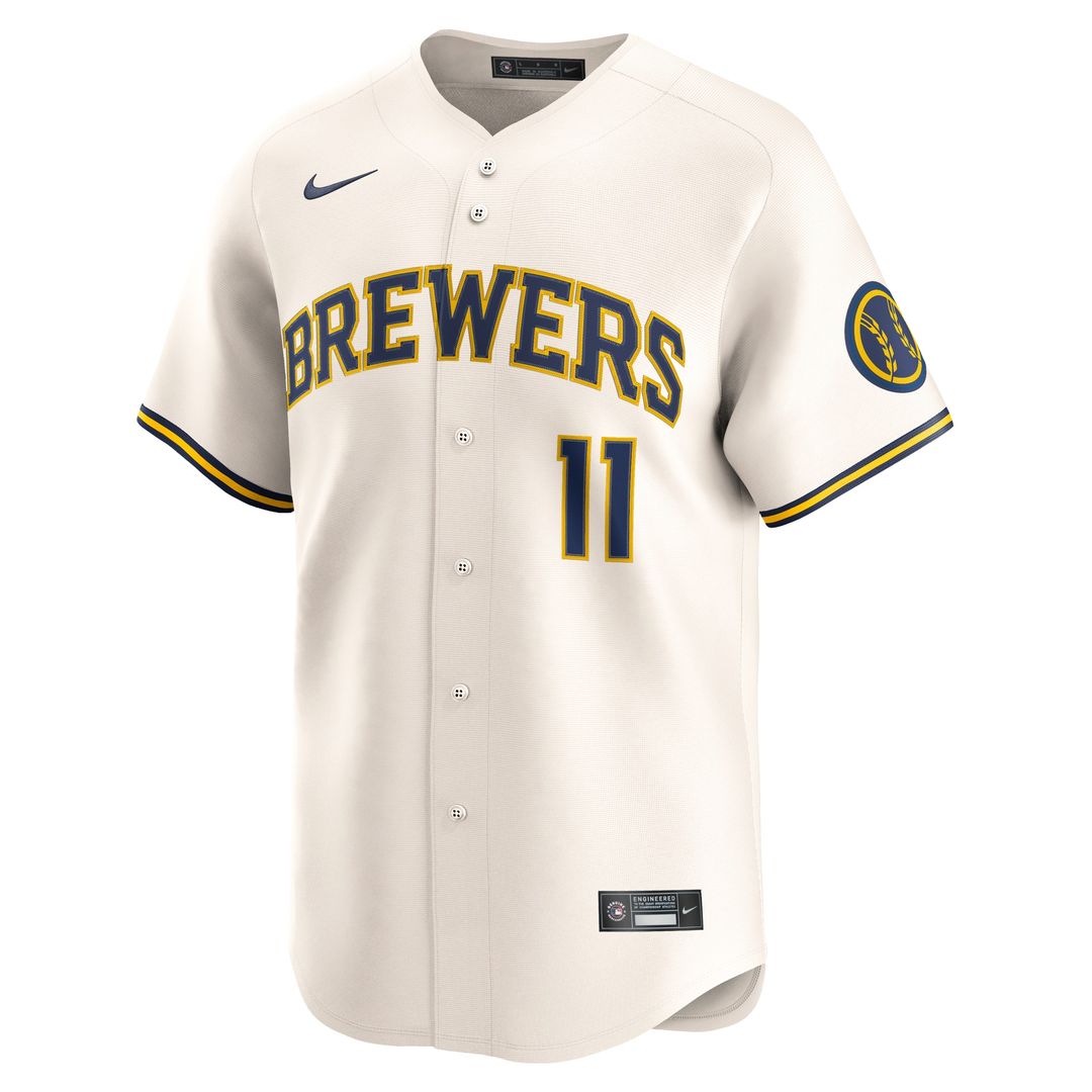 Milwaukee Brewers Jackson Chourio Home Limited Jersey - Cream