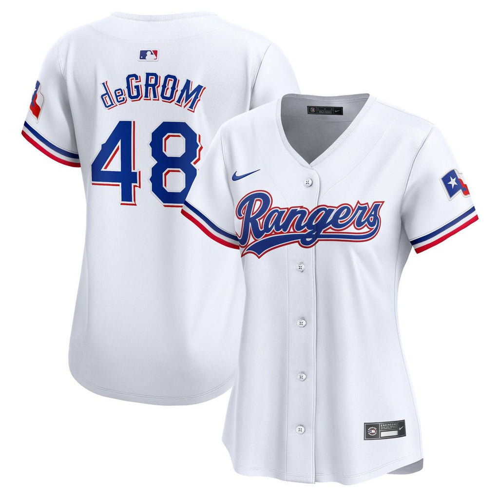 Texas Rangers Jacob deGrom Women's Home Limited Jersey - White