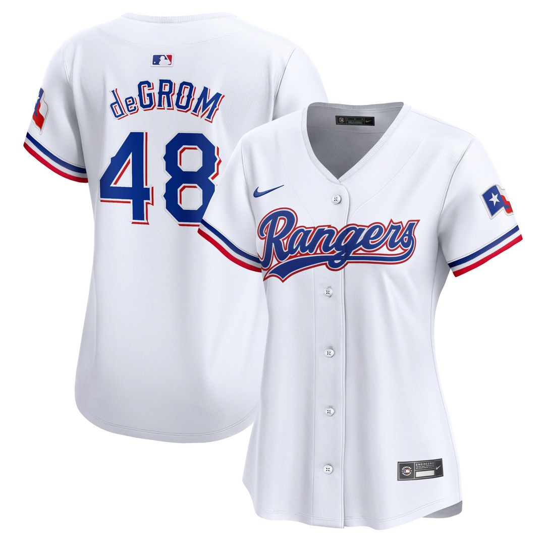 Texas Rangers Jacob deGrom Women's Home Limited Jersey - White
