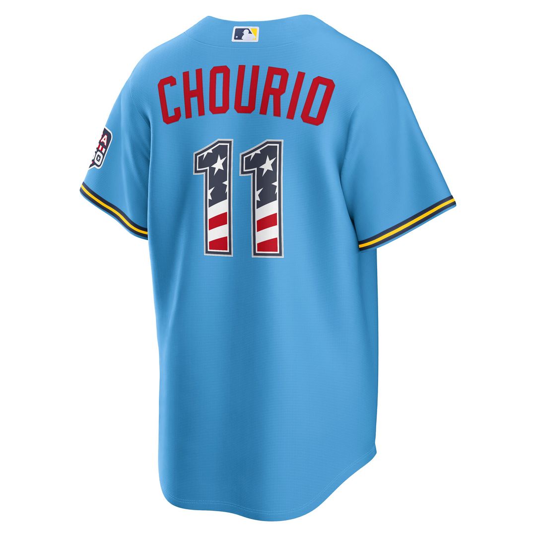 Milwaukee Brewers Jackson Chourio USA 250 Fourth of July Road Stadium Jersey - Light Blue