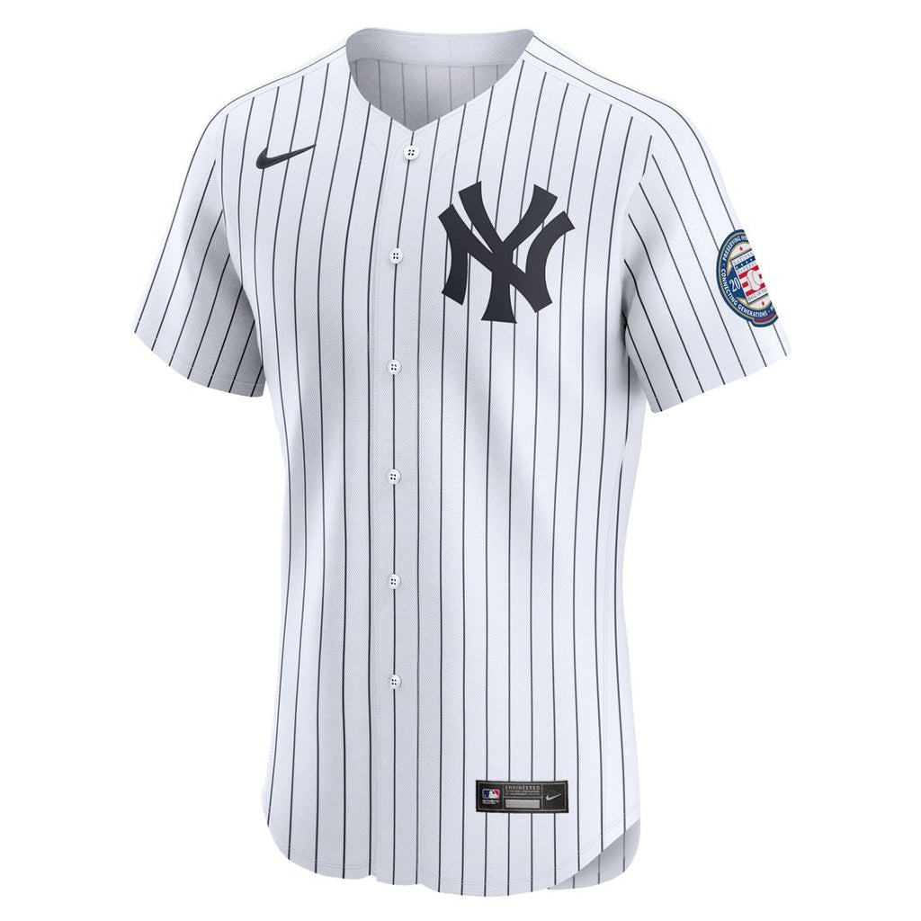 New York Yankees Derek Jeter Home 2020 Hall of Fame Induction Patch Elite Jersey - White