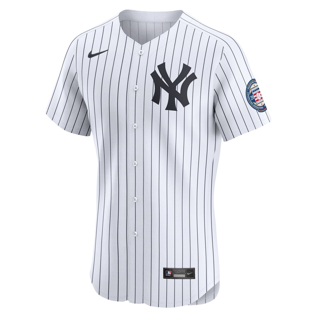 New York Yankees Derek Jeter Home 2020 Hall of Fame Induction Patch Elite Jersey - White