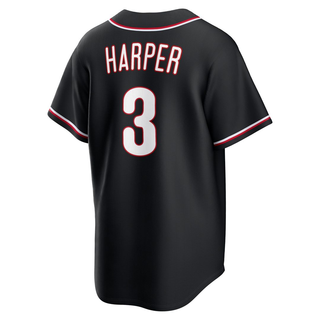 Philadelphia Phillies Bryce Harper Fashion Replica Black Out Jersey