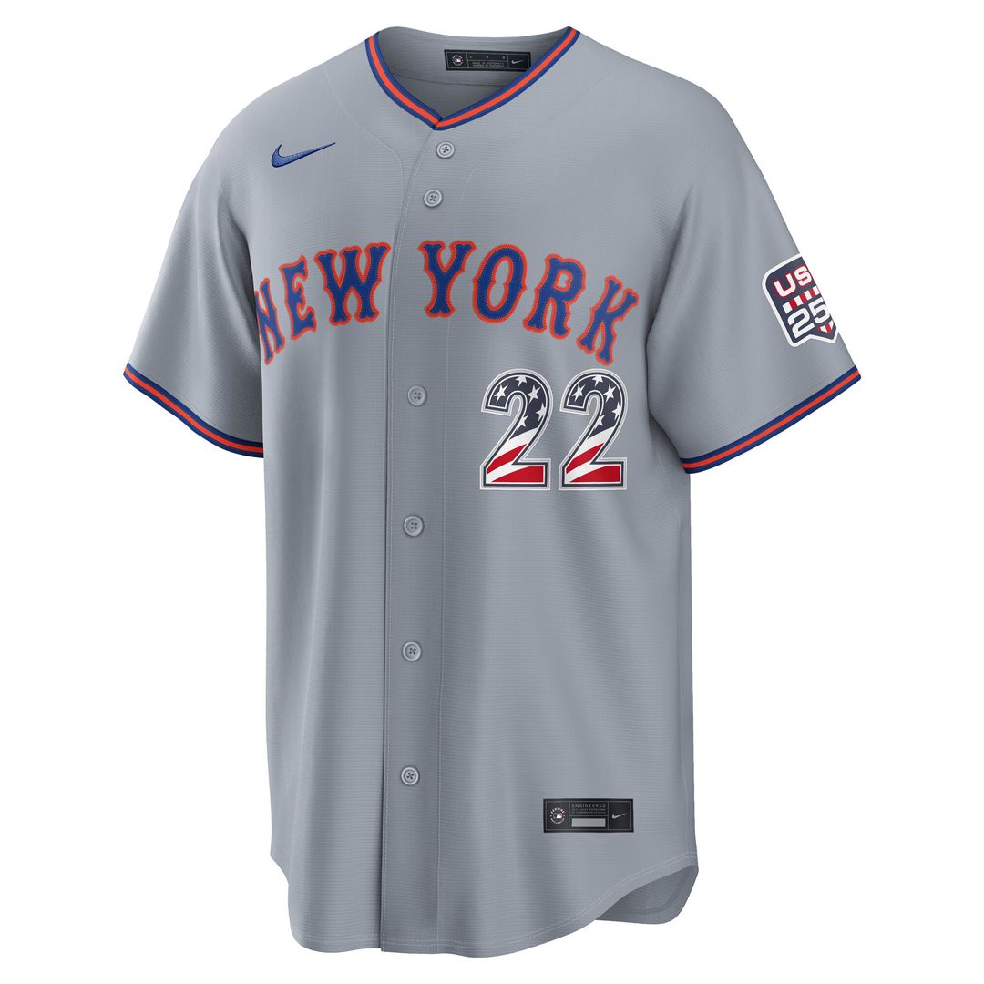 New York Mets Juan Soto USA 250 Fourth of July Road Stadium Jersey - Gray