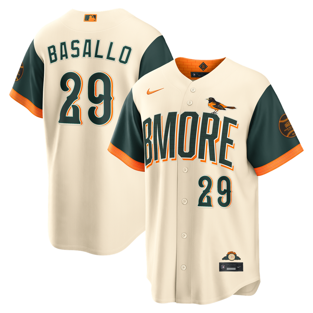 Baltimore Orioles Samuel Basallo 2026 City Connect Stadium Jersey - Cream