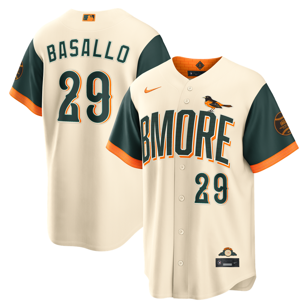 Baltimore Orioles Samuel Basallo 2026 City Connect Stadium Jersey - Cream