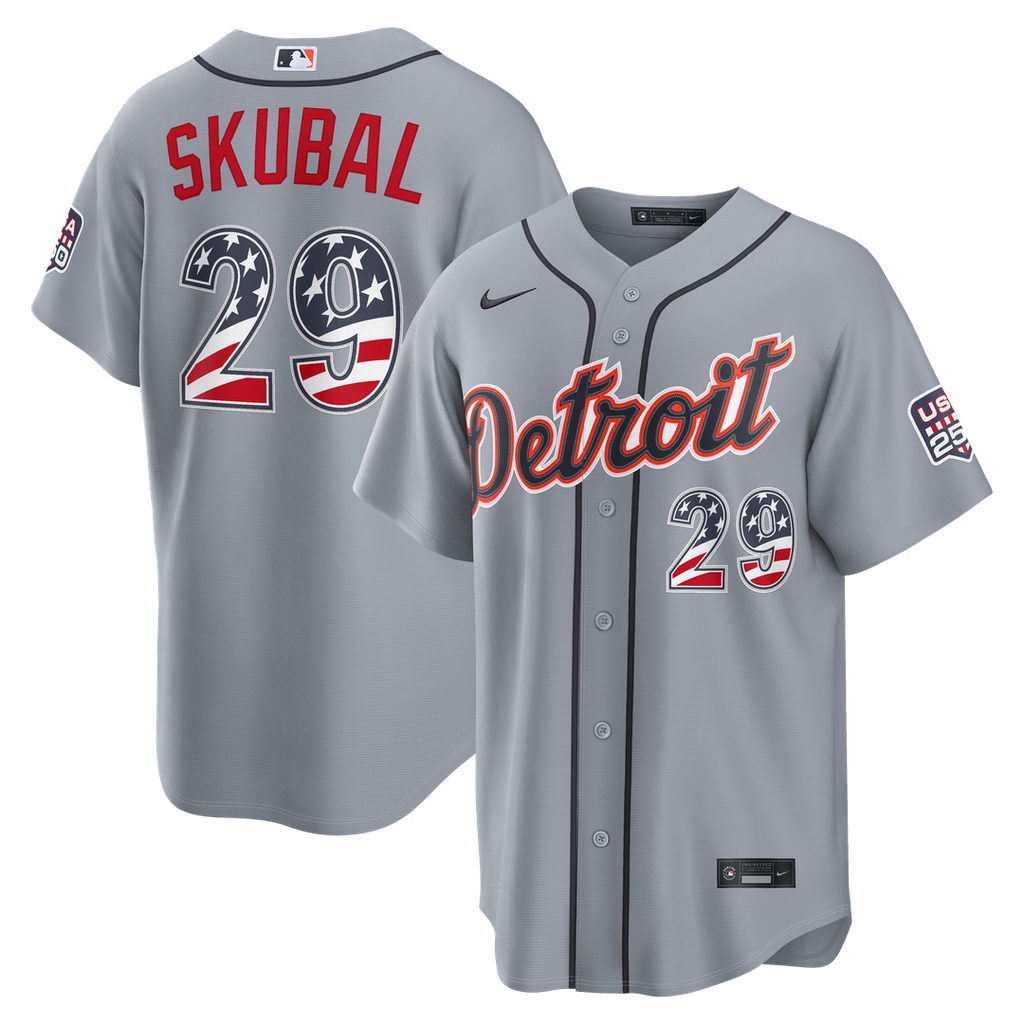 Detroit Tigers Tarik Skubal USA 250 Fourth of July Road Stadium Jersey - Gray