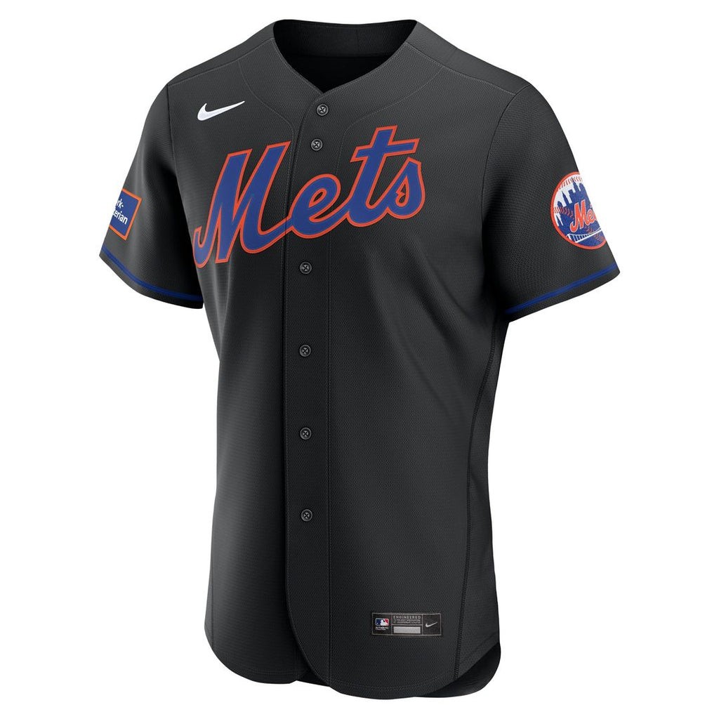 New York Mets Alternate Authentic Sponsor Patch Jersey - Black