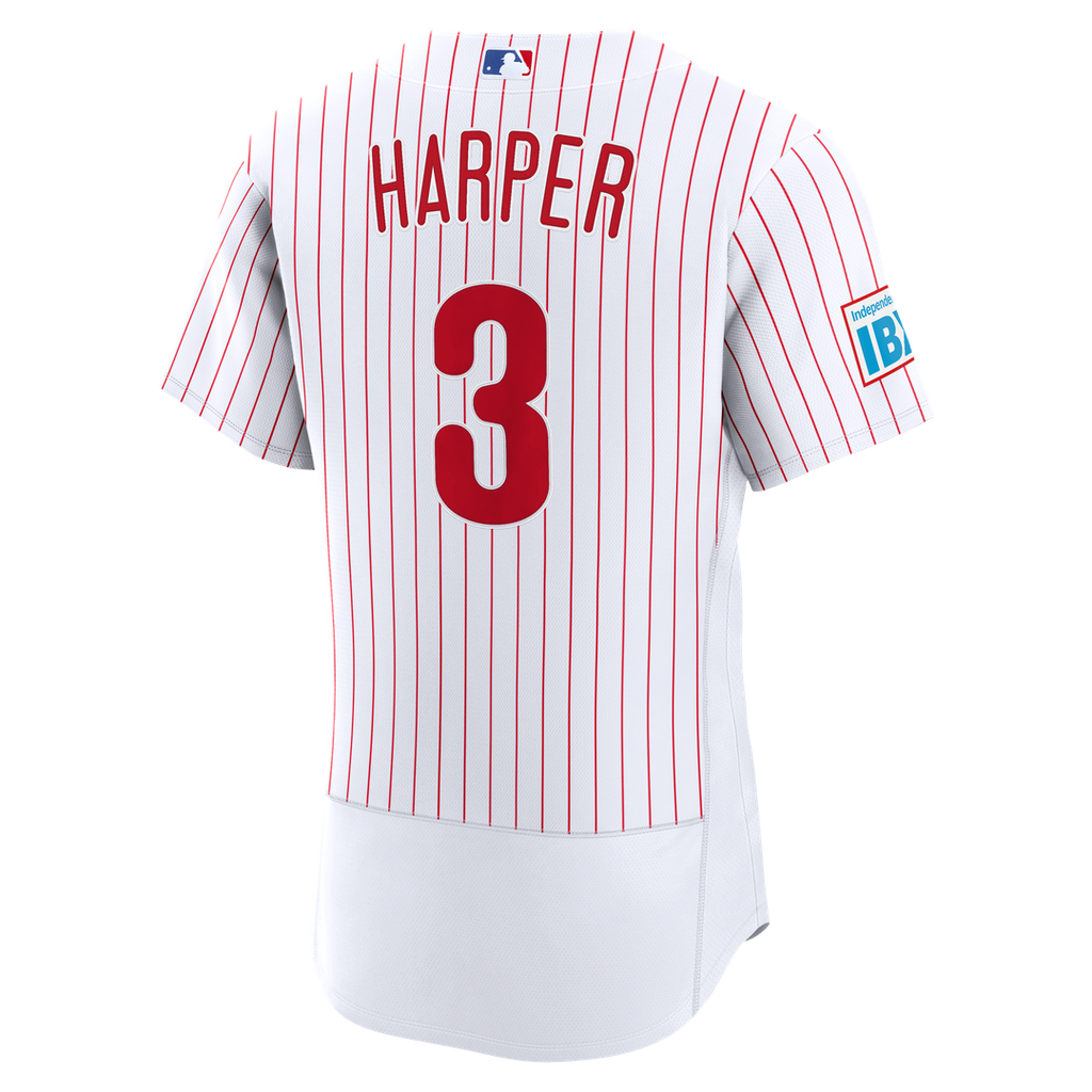 Philadelphia Phillies Bryce Harper Home Authentic Sponsor Patch Jersey - White