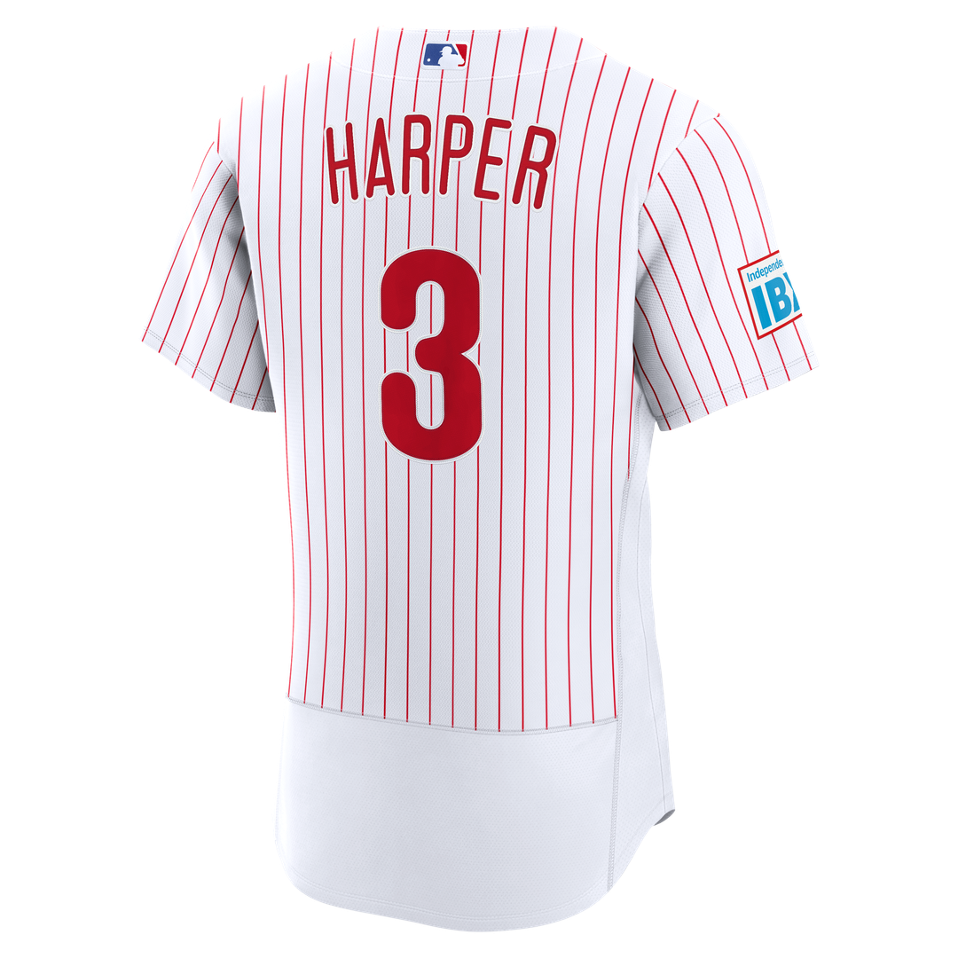 Philadelphia Phillies Bryce Harper Home Authentic Sponsor Patch Jersey - White