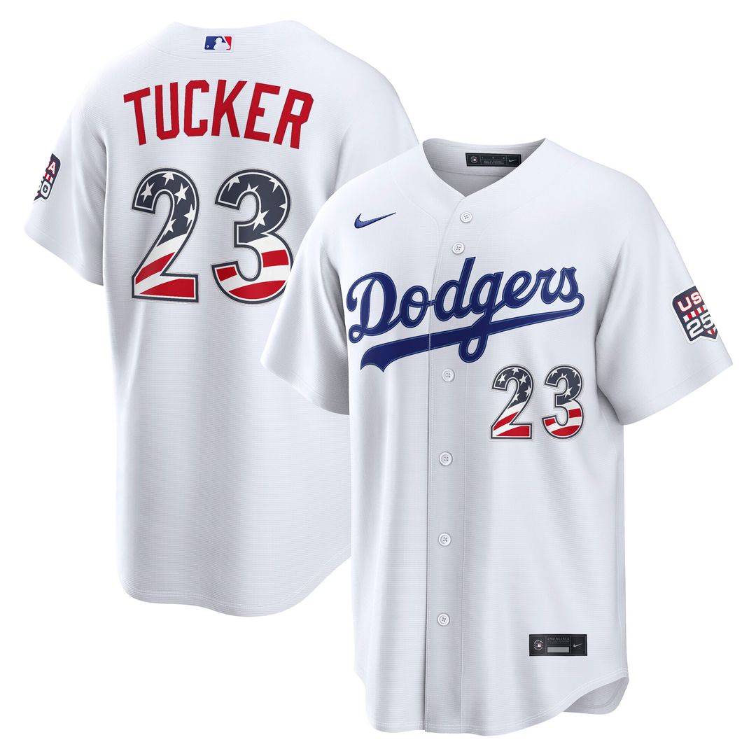 Los Angeles Dodgers Kyle Tucker USA 250 Fourth of July Home Stadium Jersey - White