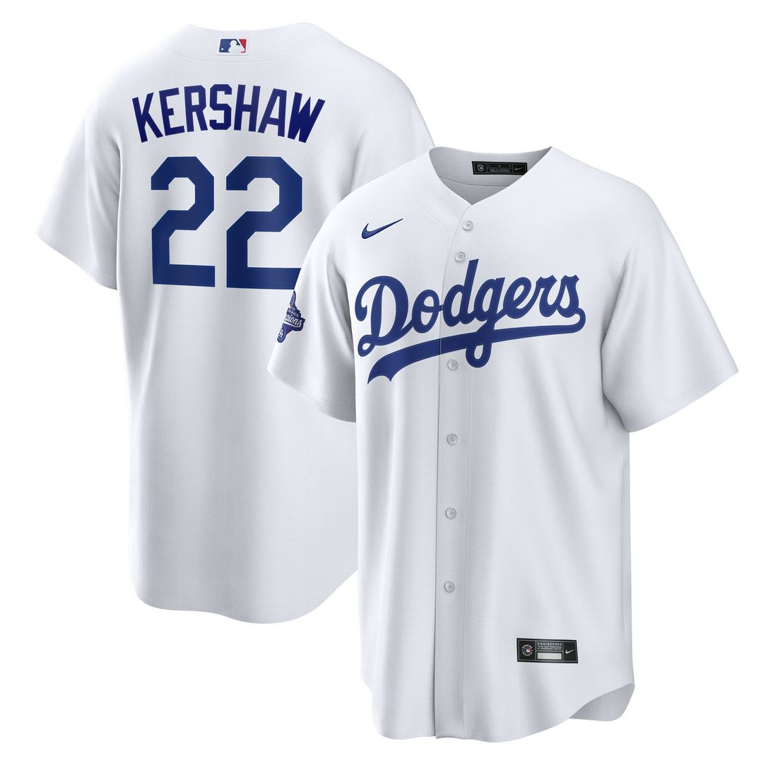 Los Angeles Dodgers Clayton Kershaw Home 2025 World Series Champions Replica Jersey - White