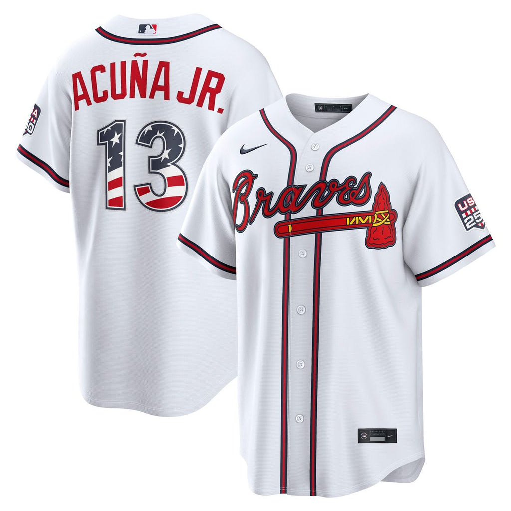 Atlanta Braves Ronald Acuña Jr. USA 250 Fourth of July Home Stadium Jersey - White