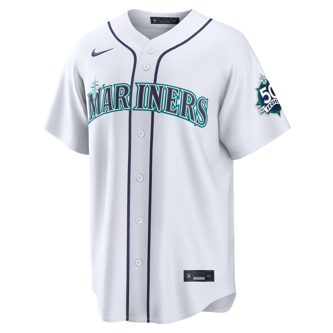 Seattle Mariners Cal Raleigh Road Stadium 50th Season Patch Jersey - Navy