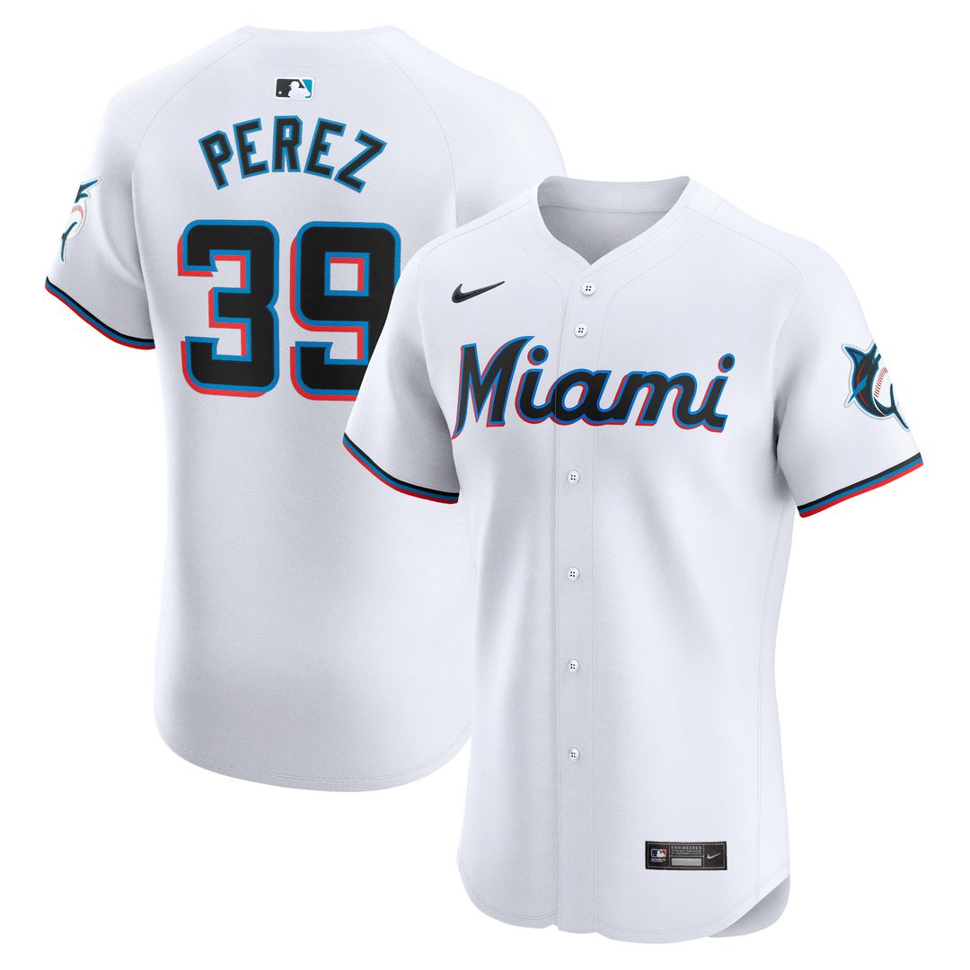 Miami Marlins Eury Perez Home Elite Jersey - White