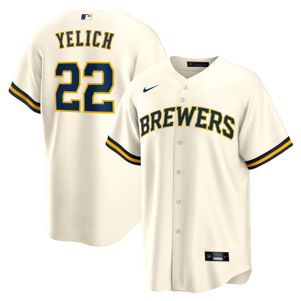 Milwaukee Brewers Christian Yelich Home Replica Jersey - Cream