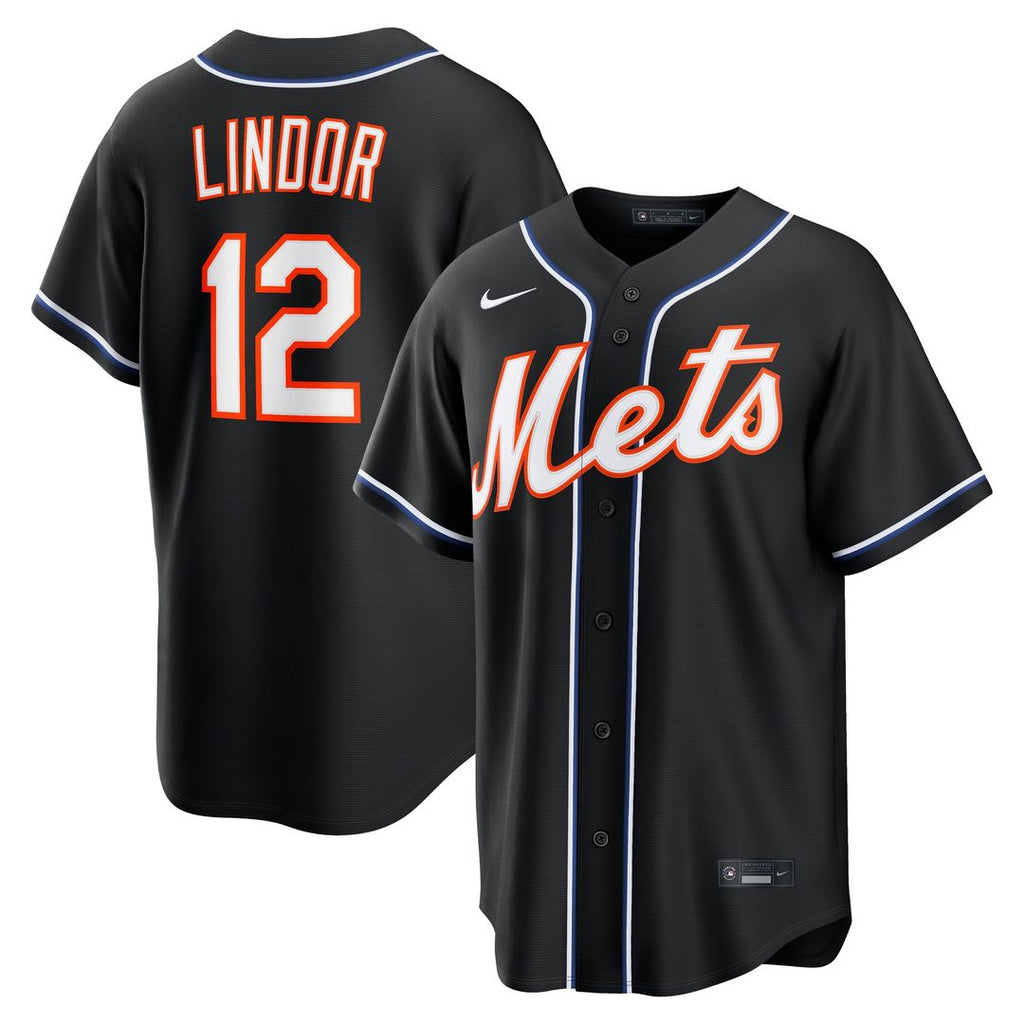 New York Mets Francisco Lindor Fashion Replica Black Out Jersey